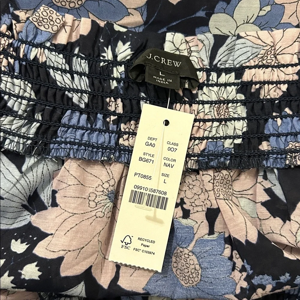J. Crew Squareneck Puff-sleeve Top Liberty London Zinnia Floral NWT Size Large